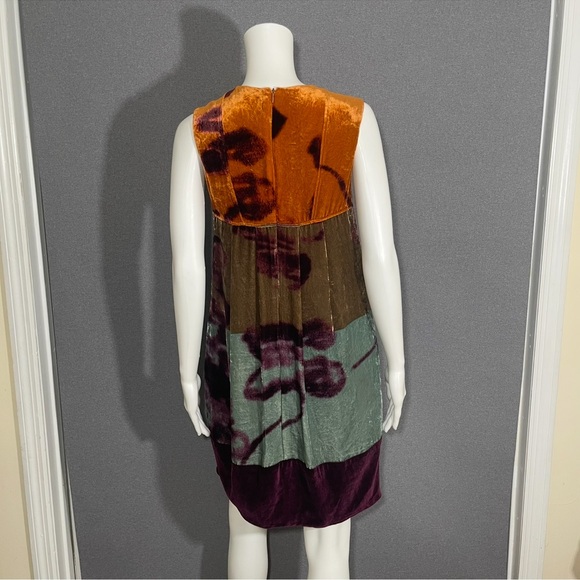 Etro Orange and Purple abstract Sleeveless velvet Mini Dress - Picture 6 of 12